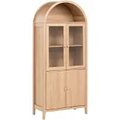 Beliani MONTREAL - Glazen vitrinekast - Lichtbruin - MDF