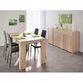 AEA Kompaktes Esszimmer-Set Designer Holztisch 4x Sitzstühle Kommode