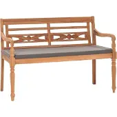 vidaXL Bank Batavia met donkergrijs kussen 120 cm massief teakhout