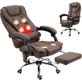 Vinsetto Massagekantoorstoel, ergonomische bureaustoel met ligfunctie