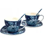 Queen Isabell - Porseleinen Kopjes Set voor 2 met Rozenmotief