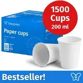 Easyprint NIEUW: Kartonnen bekers, 200 ml, onbedrukt, wegwerpbekers, 1500 stuks