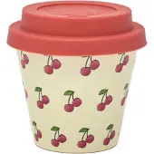 Quy Cup - 90ml Ecologische Reis Beker - Espressobeker “Ciliegia” met Rode Siliconen deksel