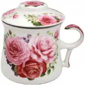 Queen Isabell Porseleinen theemok met infuser, Rozenmotief, 350 ml