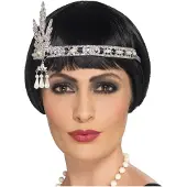Smiffys Roaring 20's luxe hoofdband zilver (Zilver)