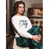 Rebelle Pyjama 'Cozy' ivoor / donkergroen