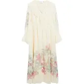 Comma Jurk lichtbeige / pasteelgeel / pastelgroen / watermeloen rood