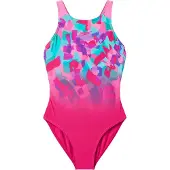Speedo - Kid's Print Pulseback Swimsuit - Badpak 140, roze