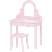 AIYAPLAY Kindermake-up tafel set 2-in-1: een kaptafel en bureau met een kruk