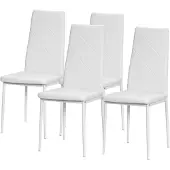 Aosom Eetkamerstoel, set van 4, keukenstoel, beklede eetkamerstoelen, wit