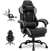 GTPLAYER Gamingstoel, bureaustoel met voetsteun, ergonomische gamestoel met geïntegreerde armleuningen, hoogteverstelbare schrijfstoel