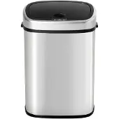 Aosom Automatische vuilnisbak met infraroodsensor 58 L zilver