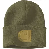 Carhartt Muts Men Knit Cuffed C Patch Beanie Dark Bronzed Green