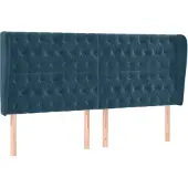 vidaXL Hoofdbord met randen 183x23x118/128 cm fluweel donkerblauw