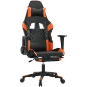 vidaXL Gaming stoel met voetsteun, zwart en oranje, kunstleer