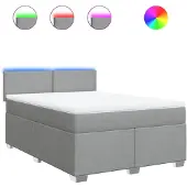 vidaXL Boxspring met matras stof lichtgrijs 160x200 cm