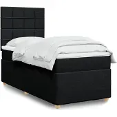 vidaXL Boxspring met matras stof zwart 90x190 cm