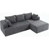 HOMCOM Hoekbank in L-vorm, 256 cm, "Boneless" model met slaapfunctie, chenille-look, grijs