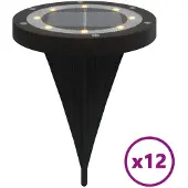 vidaXL Zonnepaneel-grondspots met aardspies, 12 stuks, warmwit