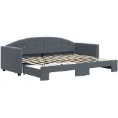 vidaXL Slaapbank met onderschuifbed 80x200 cm fluweel donkergrijs