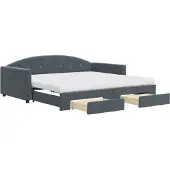 vidaXL Slaapbank onderschuifbed lades 100x200 cm fluweel donkergrijs