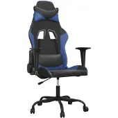 vidaXL Gamingstoel met massagefunctie, zwart en blauw, kunstleer