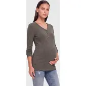 ONLY Maternity Shirt 'OLMLOLA' donkergroen