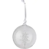 J-Line Kerstbal met boom - glas - transparant - set van 12
