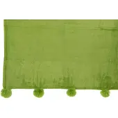 J-Line Plaid Pompom - fleece deken - polyester - grasgroen - 170 x 130 cm - woonaccessoires