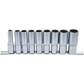 Bgs Steckschlüssel-Einsatz-Satz Zwölfkant, tief | Antrieb Innenvierkant 12,5 mm (1/2") | SW 10 - 24 m...