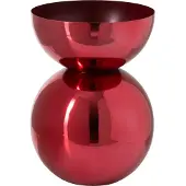 J-Line Ronde glanzende vaas - metaal - kerstrood - small