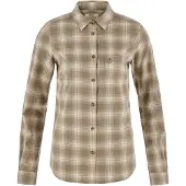 Fjällräven - Övik Flannel Shirt W Chalk White Suede Brown voor Dames van Gerecycled Polyester - Maat M - Beige