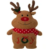 J-Line Elandkussen - polyester - bruin/kerstrood