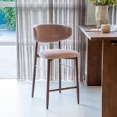 Giga Meubel Barstoel Alexia Oud Roze/Walnoot Faux Fur