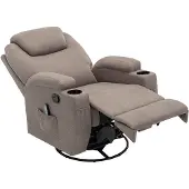Vente-unique SILVANO stoffen massagestoel - Taupe