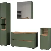 Vicco Badkamermeubelset Marelle Groen/Artisanaal eiken 4-delig, Model 65067