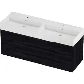 Proline Zara Badmeubelset Porselein Loft 140x46x65 cm Glans Wit Black Oak