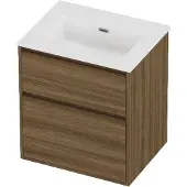 Proline tribute badmeubelset porselein elegant 60x46x67 cm mat white caramel walnut