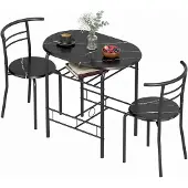 HOMCOM Dining Table Set-MDF, Metall-80L x 52B x 76H cm-Schwarz