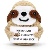 Sonstiges Gehaakt knuffel-luiaard, grijs van kleur, met een anti-stress kaartje