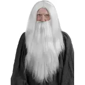 Metamorph Witte tovenaar pruik met baard - Carnavalskostuum pruik & baard