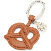 BOSS Lederen pretzel-sleutelhanger 12 cm bruin