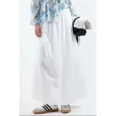 Busem Elastische Taille Midi Rok met Zakken