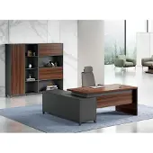 AEA Grau-Braune Arbeitszimmer Garnitur Designer Büroschrank r Tisch