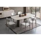 AEA Moderne eethoek. Elegante eethoekset. Eettafel met 6 stijlvolle stoelen