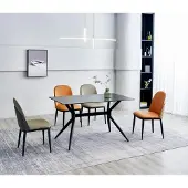 AEA Esszimmergruppe Designer Grauer Esstisch Orange Stühle 6x Einsitzer 7tlg
