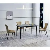 AEA Moderner Grauer Esstisch Designer 6x Textilstühle Holz Esszimmergruppe