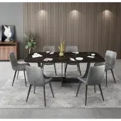 AEA Moderne Esszimmer Garnitur Rechteckiger Esstisch 6x Kunstleder Stühle