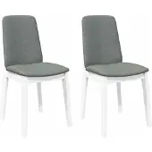 vidaXL Eetkamerstoelen met kussens 2 st massief hout rubber wit