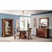 AEA Komplett Esszimmer Vitrine TischKommode Spiegel 4x Stühle Set Garnitur